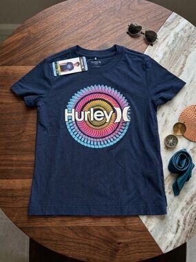 ⁠Hurley Boys Graphic T-Shirt Blue Size S 6-7 New With Tags⁠